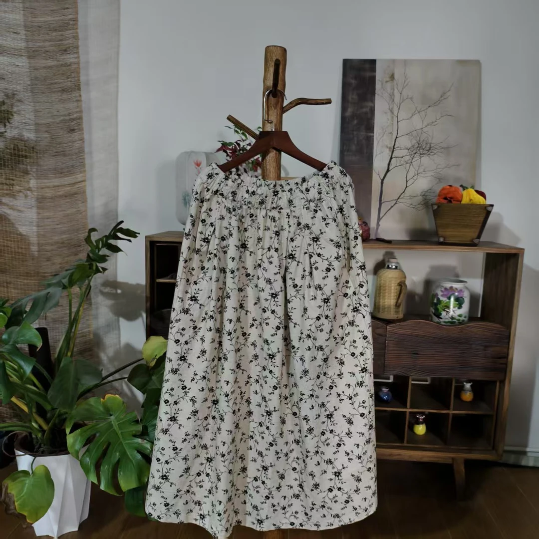 【大梅子推荐】设计款亚麻碎花半裙X0156A