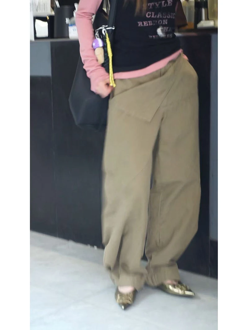 【金属扣腰头裤】秋冬小众设计金属扣腰头做旧裤子 ZICA248W05817