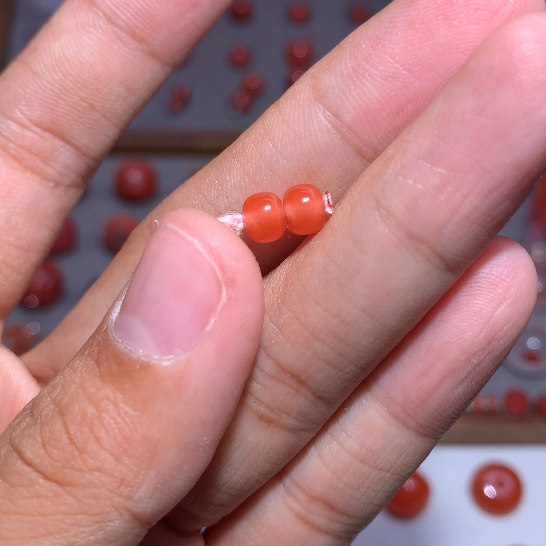 南红玛瑙老型对珠5.3未镶嵌