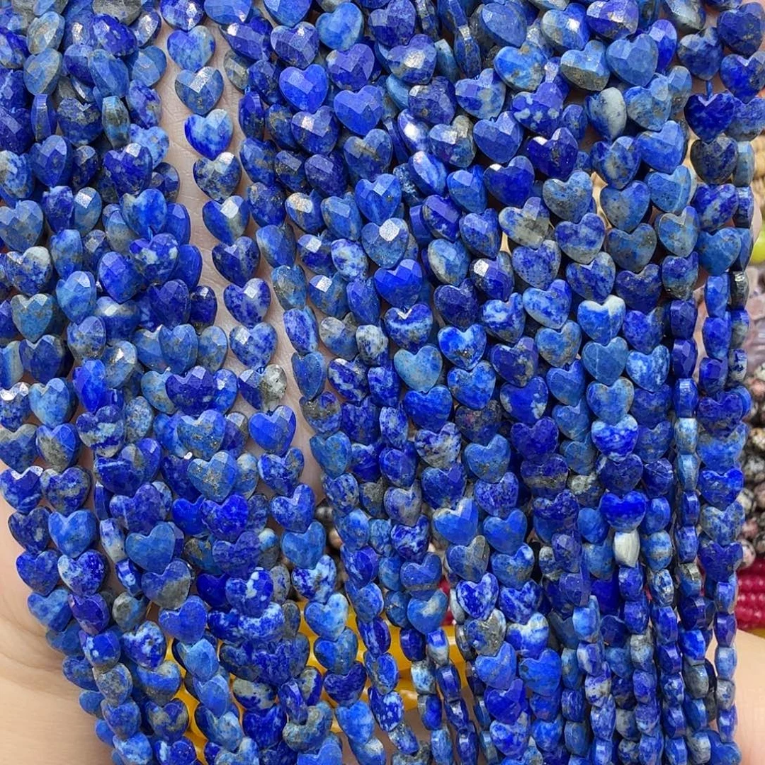 未镶嵌水晶珠宝半成品卡6青金桃心切面一条