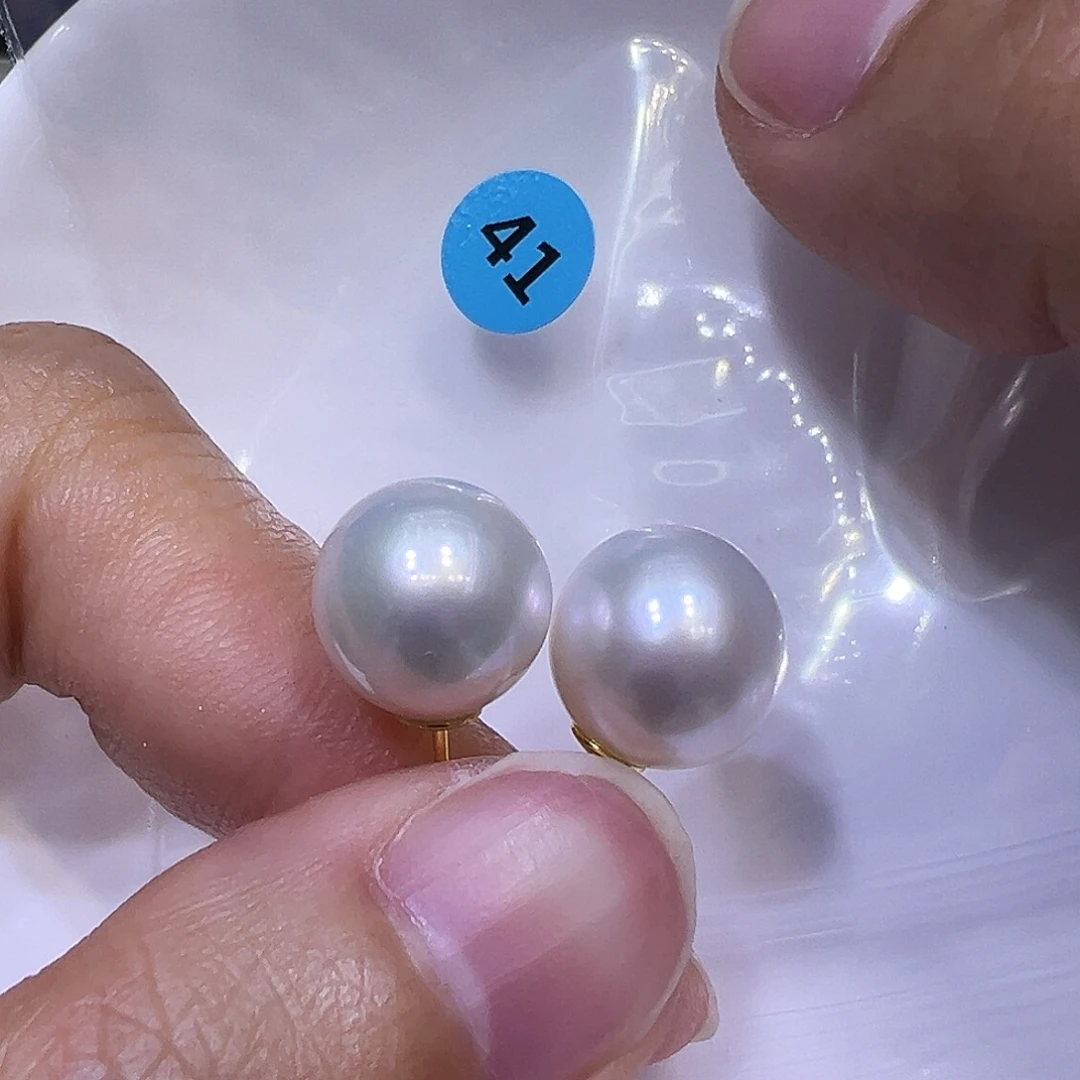 耳饰银S925镶嵌淡水珍珠