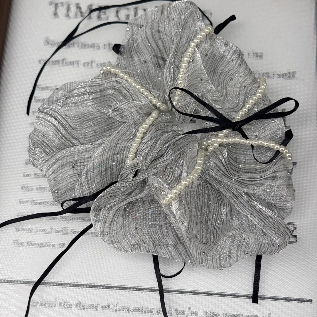 韩国ins小香风气质时尚欧根莎发圈036