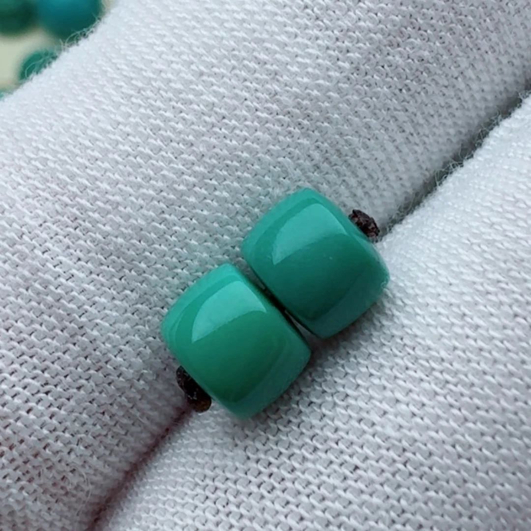 绿松石未镶嵌直切对珠6