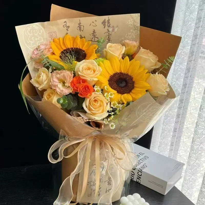 全国向日葵香槟玫瑰花束生日鲜花同城配送上门送女友