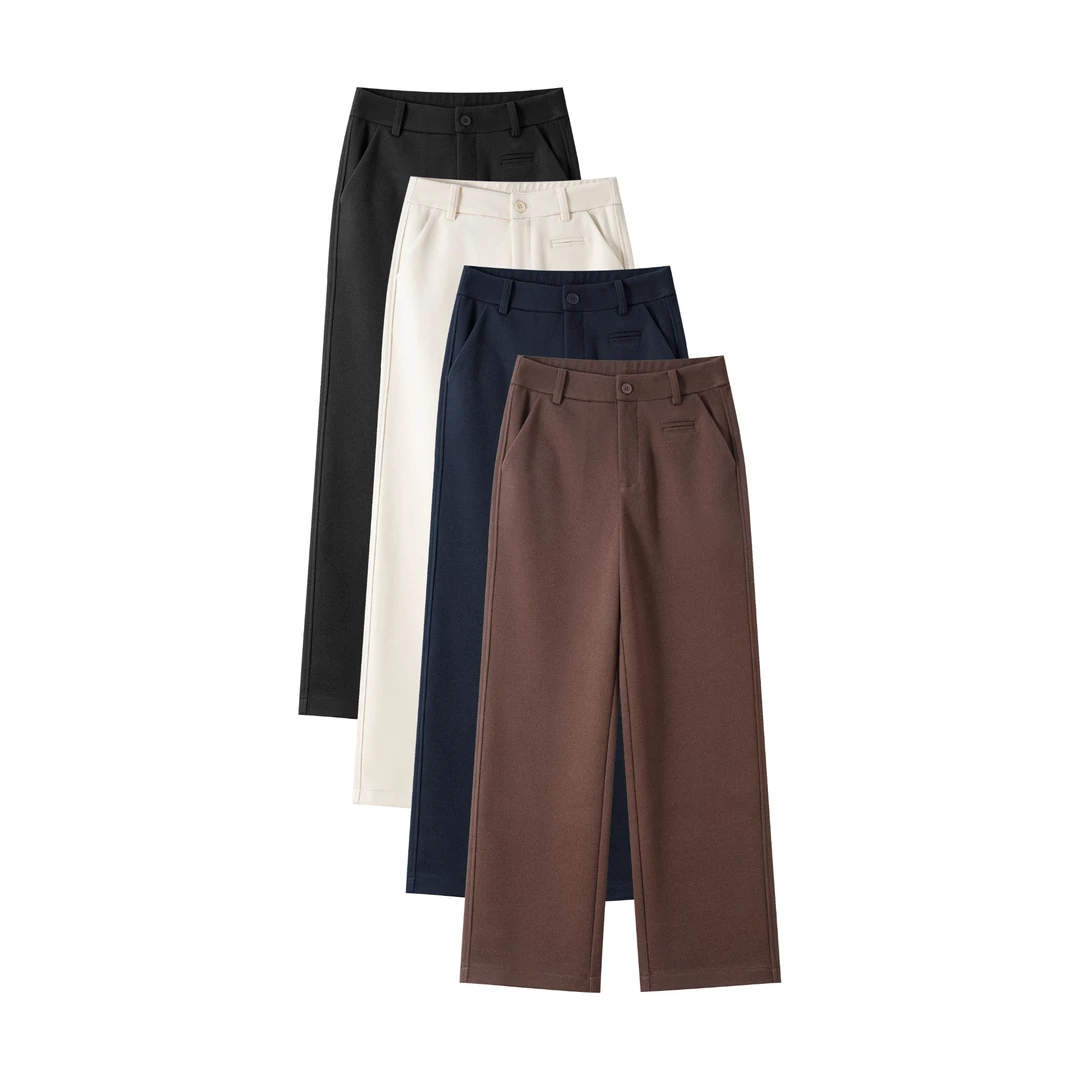 【加厚精纺绵羊毛】九分加厚窄版直筒高腰裤显瘦休闲冬季新款长裤