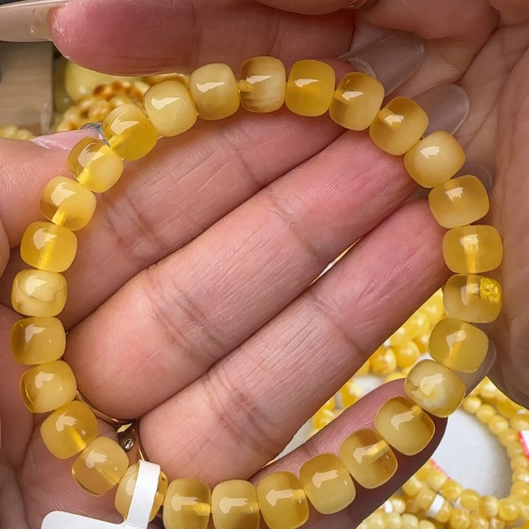 蜜蜡未镶嵌手链聚宝盆老型手串