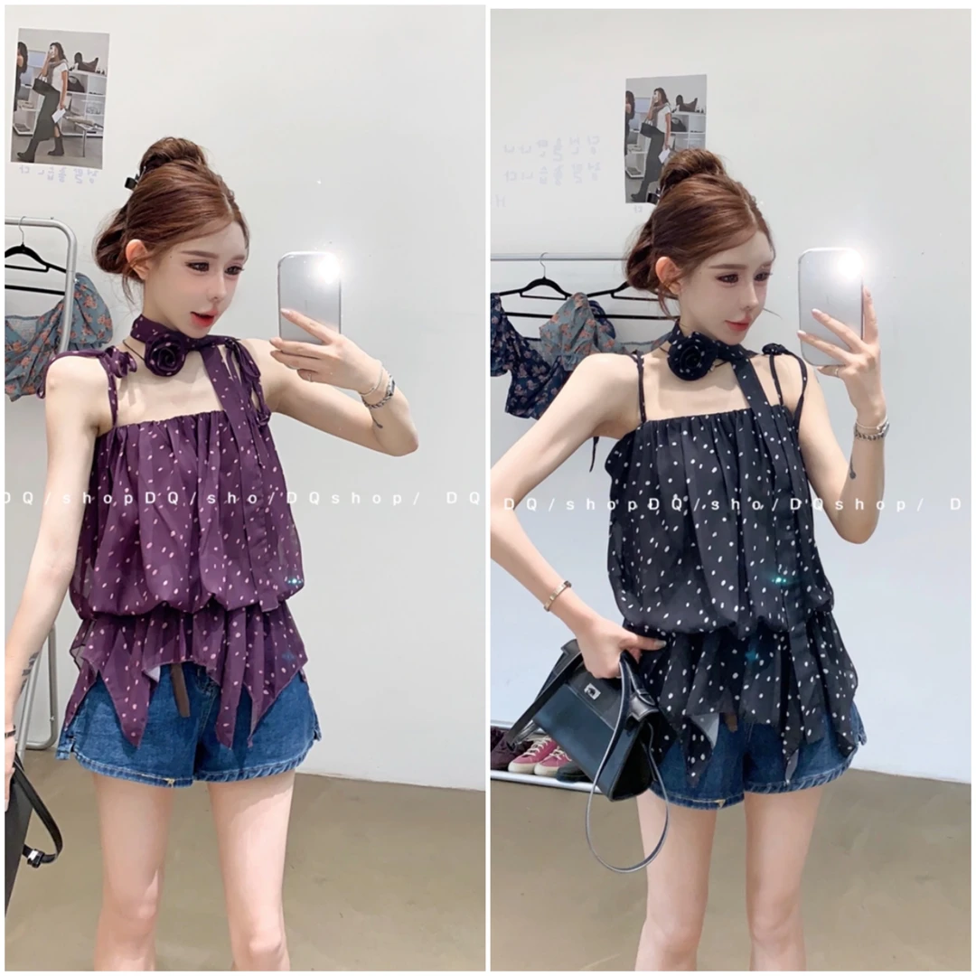 【 智惠美人】 波点背心➕飘带