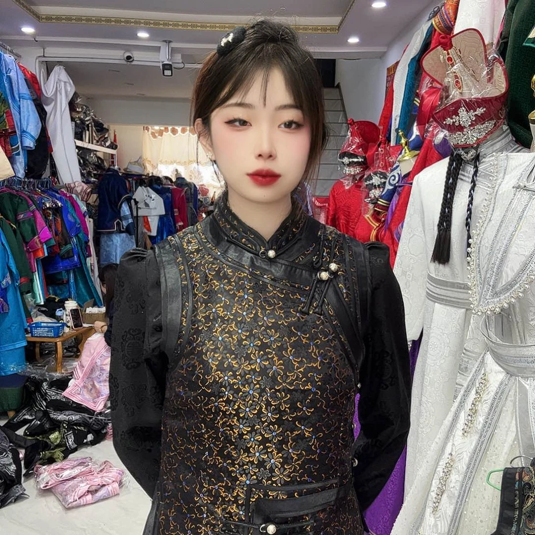 闪电购黑色碎花XL