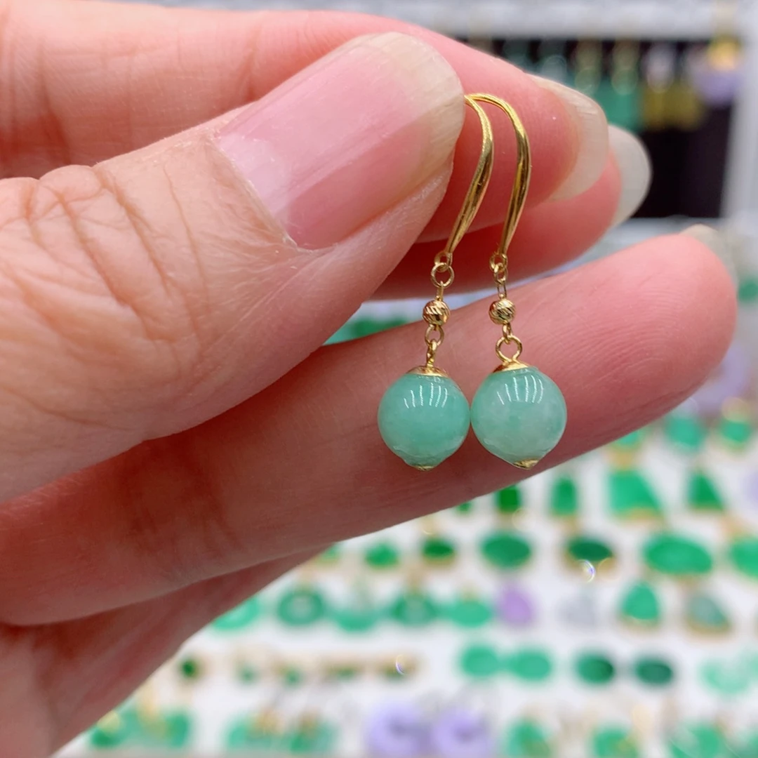 翡翠18K金镶嵌耳饰