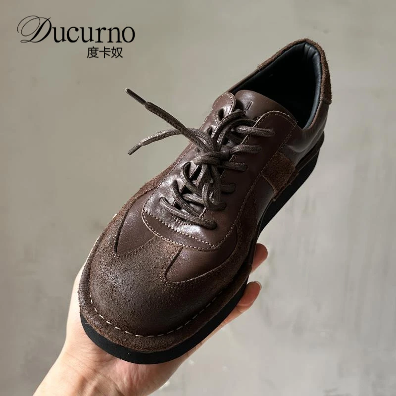 2025年秋季新款透气头层牛皮日系复古百搭轻便男士透气真皮板鞋