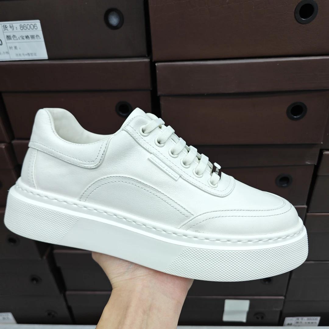 【9531】白色头层牛皮男士时尚休闲皮鞋四季百搭商务休闲真皮男鞋