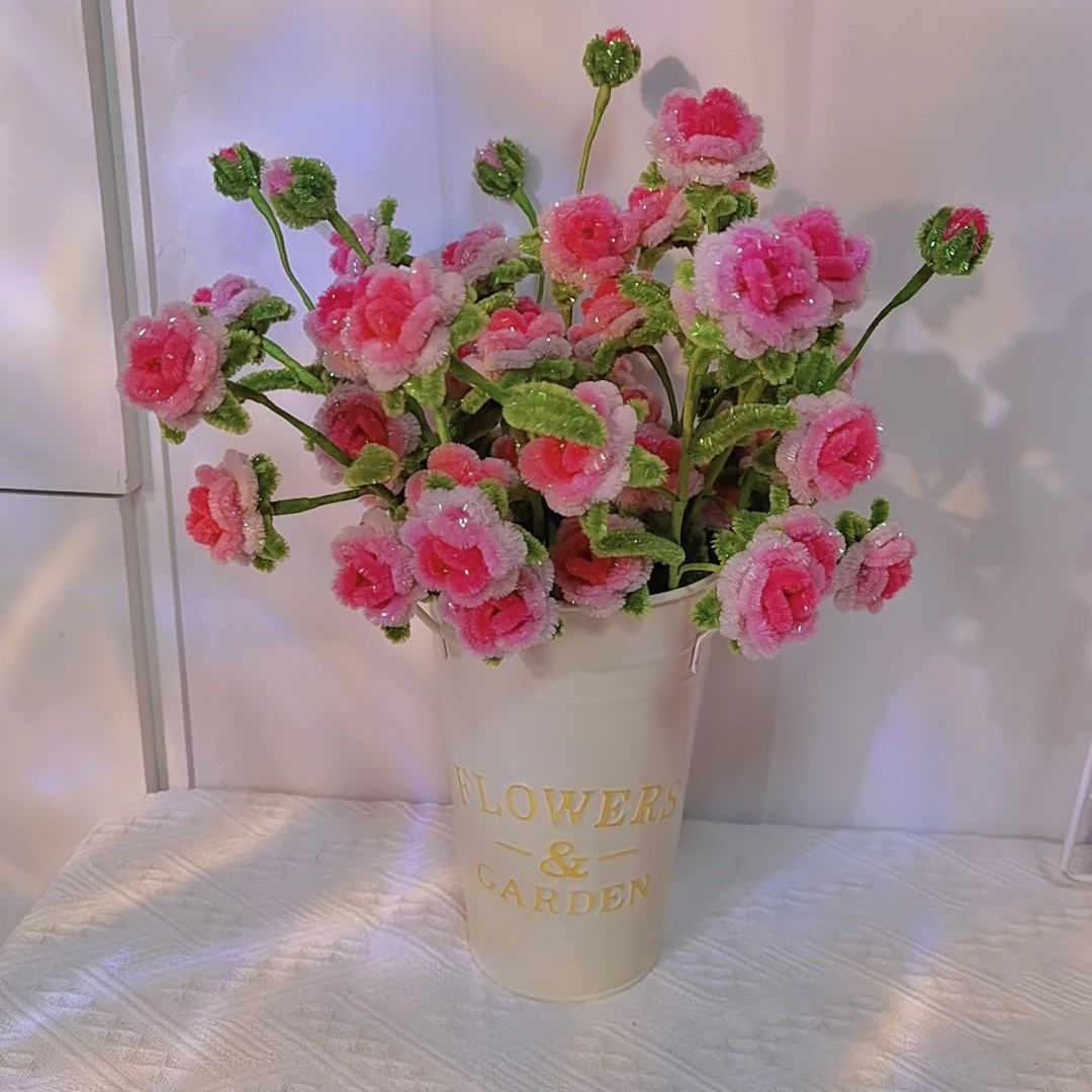 可做35朵炫彩扭棒创意手工多头玫瑰花束DIY材料包免胶益智扭扭棒