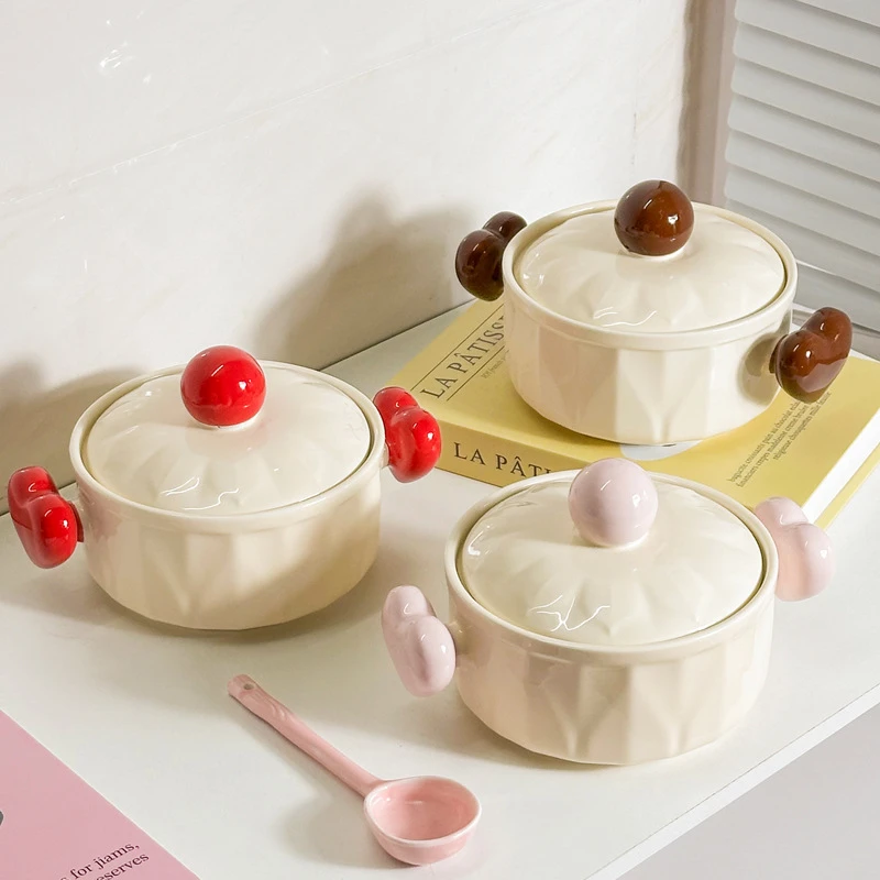 高颜值爱心泡面碗带盖学生宿舍用大容量螺蛳粉碗家用汤碗勺双十一