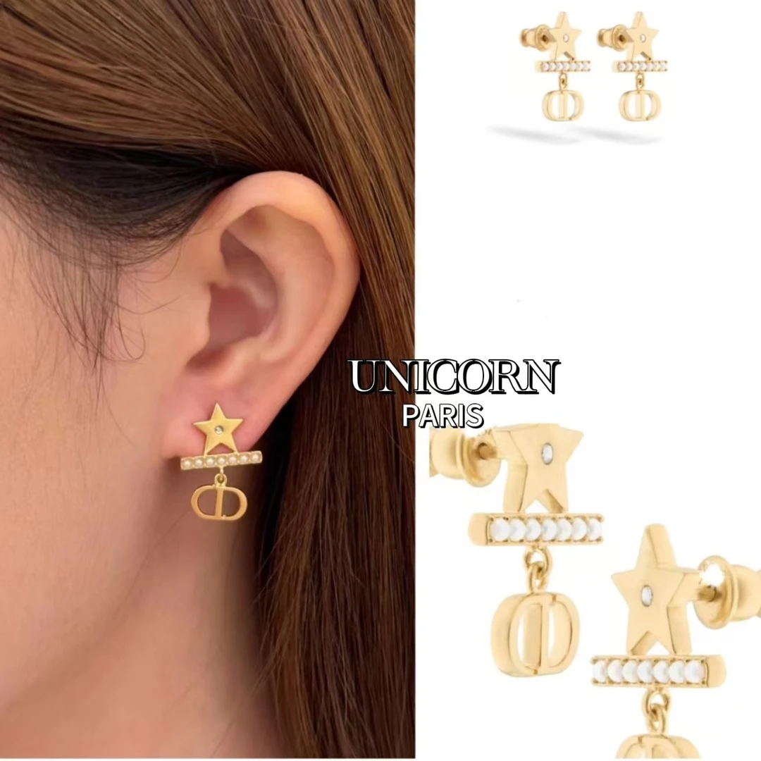 铜合金仿珍珠耳饰 轻奢优雅简约搭配金色星星耳环 ES1360