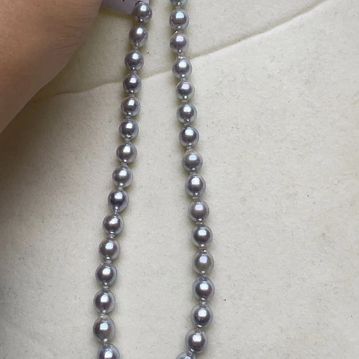 思***饺银S925镶嵌海水珍珠项链7-8mm海水真多麻珍珠项链