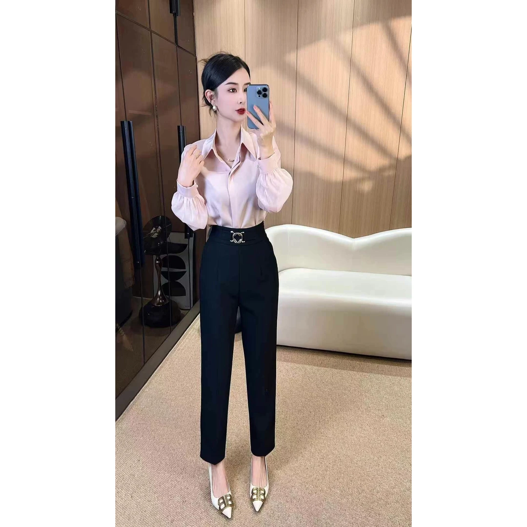 高级感垂感西装裤高腰显瘦直筒西裤烟管裤 68055