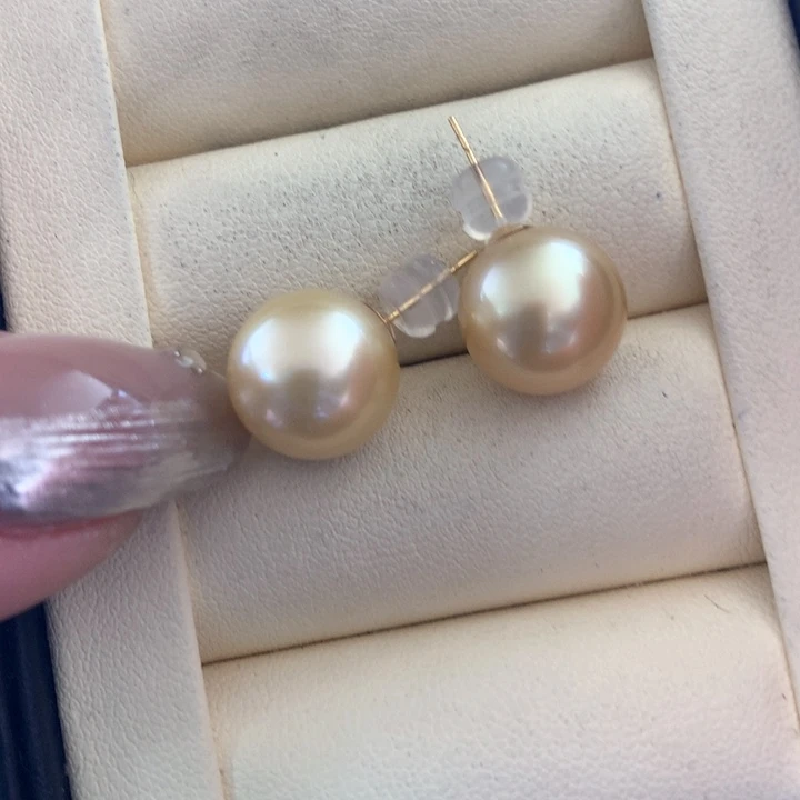 18K金镶嵌耳饰海水珍珠