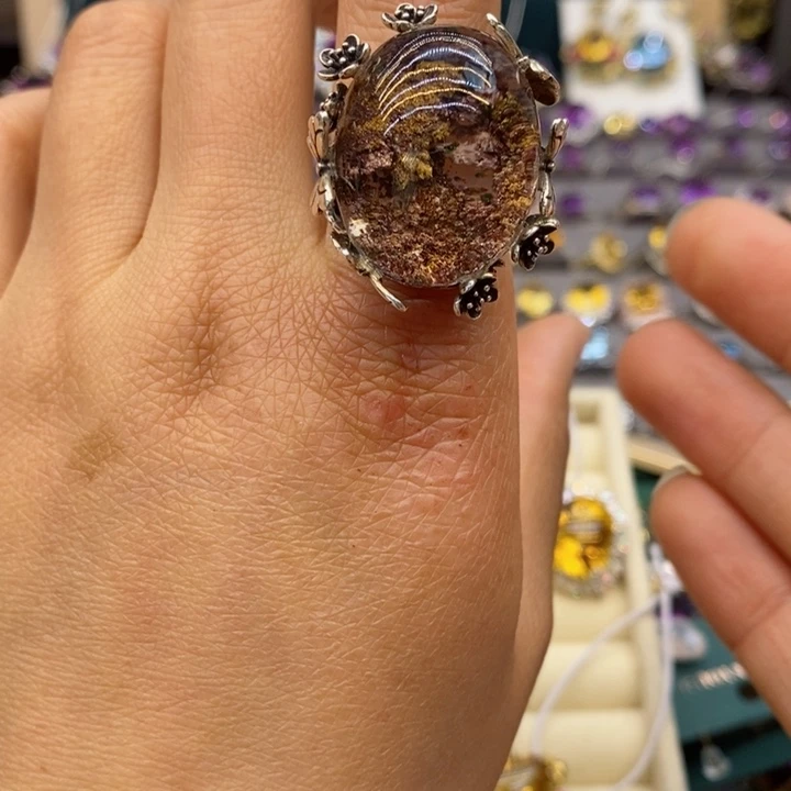 水晶戒指银S925镶嵌天然水晶戒指