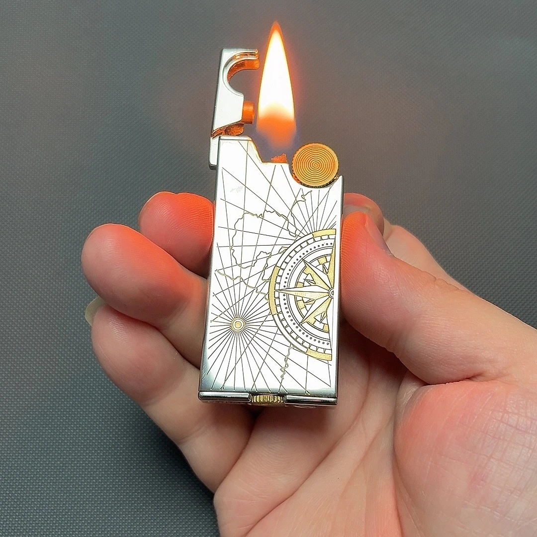 薄款砂轮手工煤油打火机轻薄砂轮煤油打火机包邮创意点火个性银色