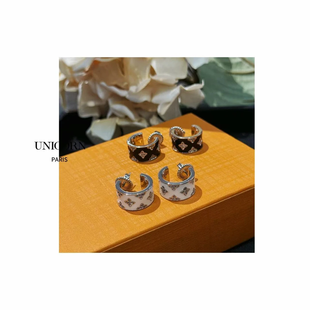 铜合金珐琅耳饰 镀K金 925银针 时尚耳环 ES1575
