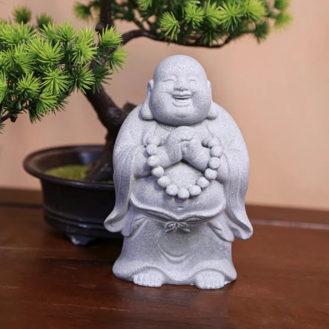禅意创意砂石招财弥勒佛摆件桌面中式装饰鱼缸精品造景茶宠装饰品