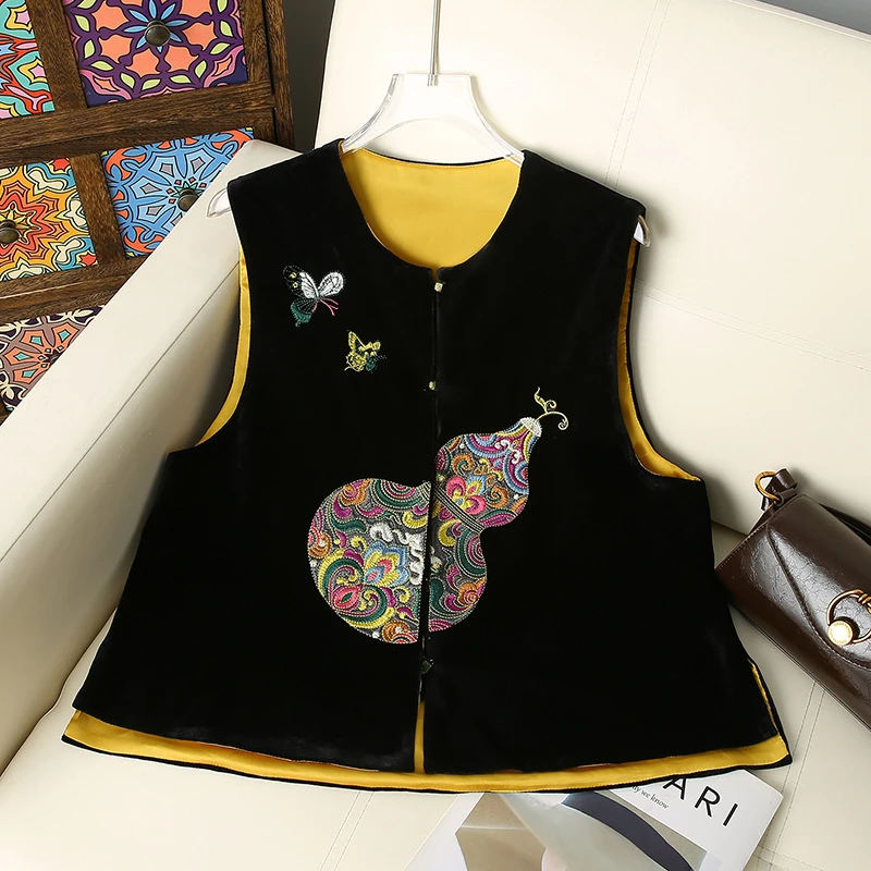 【锦绣江南】金葫芦黑色马甲早秋百搭新款遮肉减龄设计感上衣马甲