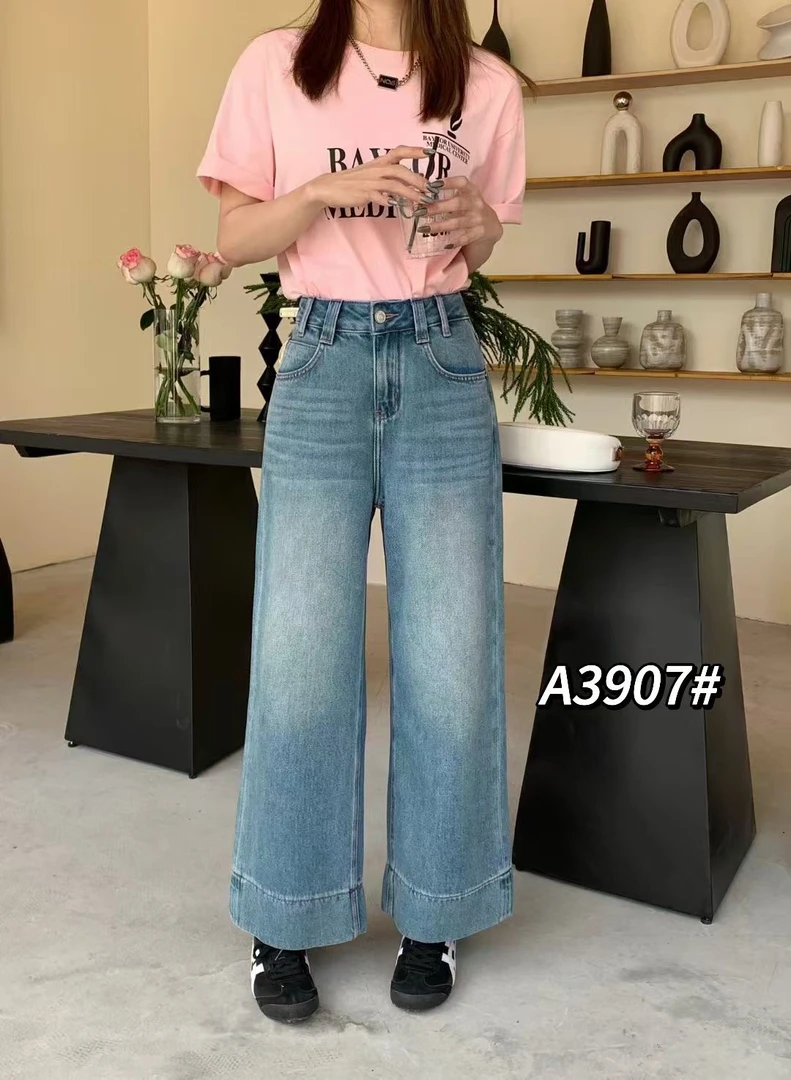 3907新款九分直筒奶奶裤