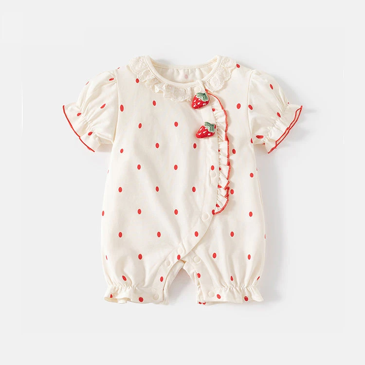 戴维贝啦【断码】婴儿衣服夏装薄款新生儿女宝宝连体衣满月百天短袖