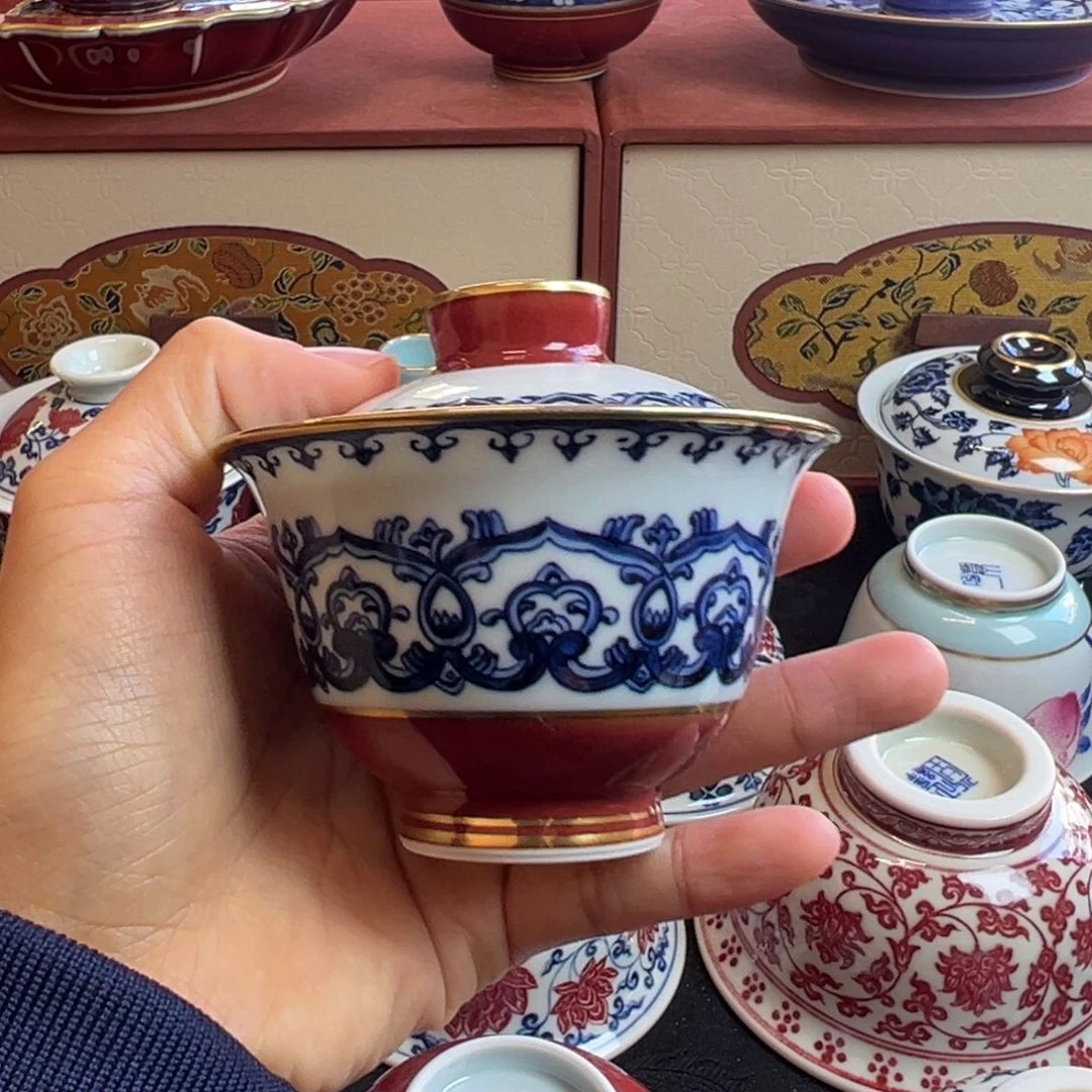 一如山房 祭红描金如意纹