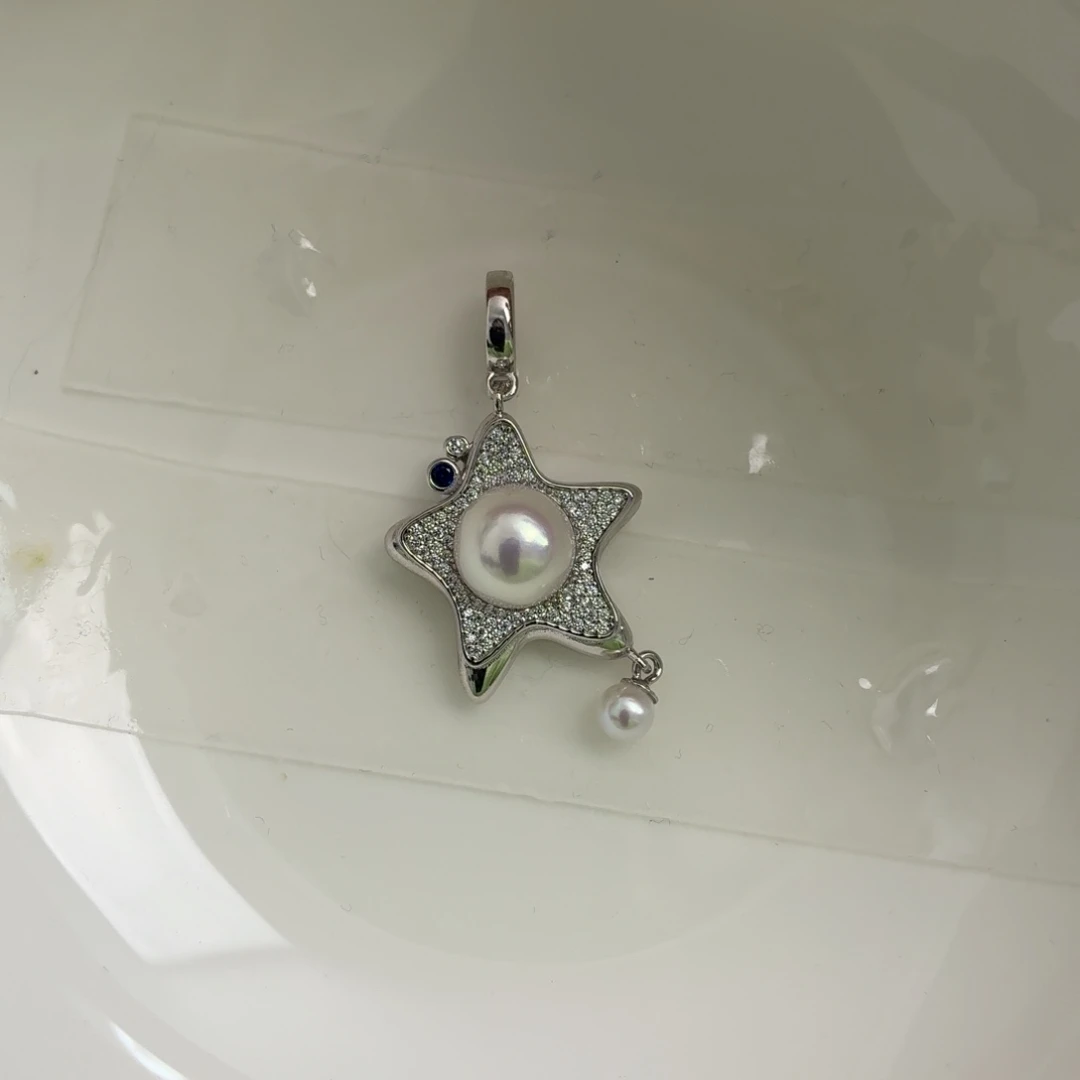 吊坠(不含链)银S925镶嵌淡水珍珠