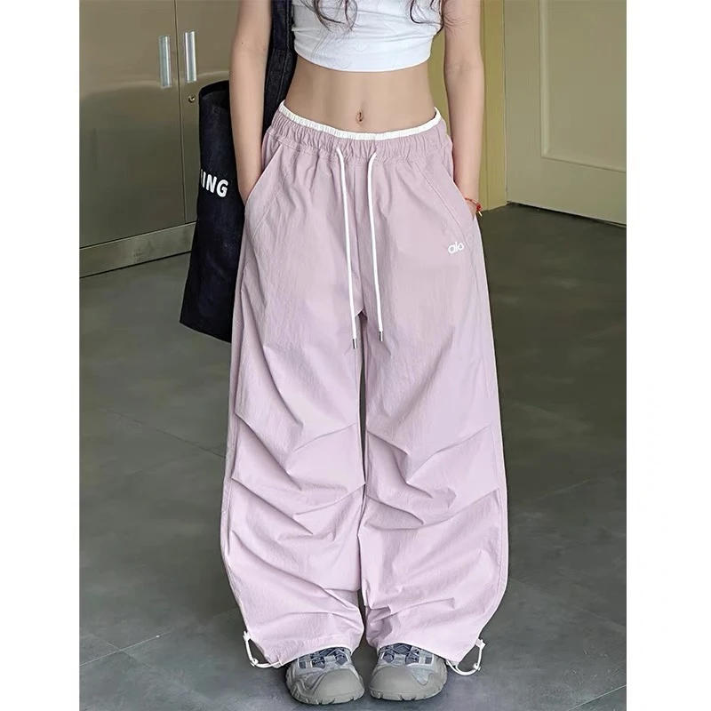 【断码清货】2025夏韩版东大门拼色宽松薄款休闲裤 D539 539