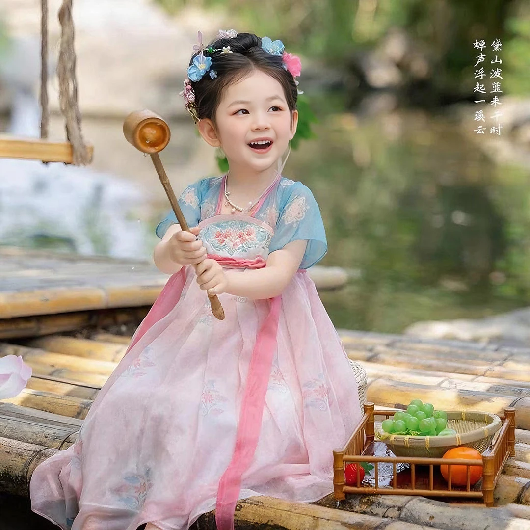 女童2025夏季款古风超仙国风公主连衣裙女童汉服中国风