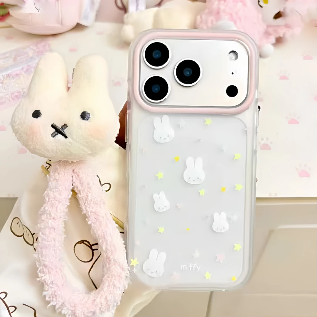 雅天立星星米菲兔适用苹果16promax手机壳iPhone17可爱12创意13套