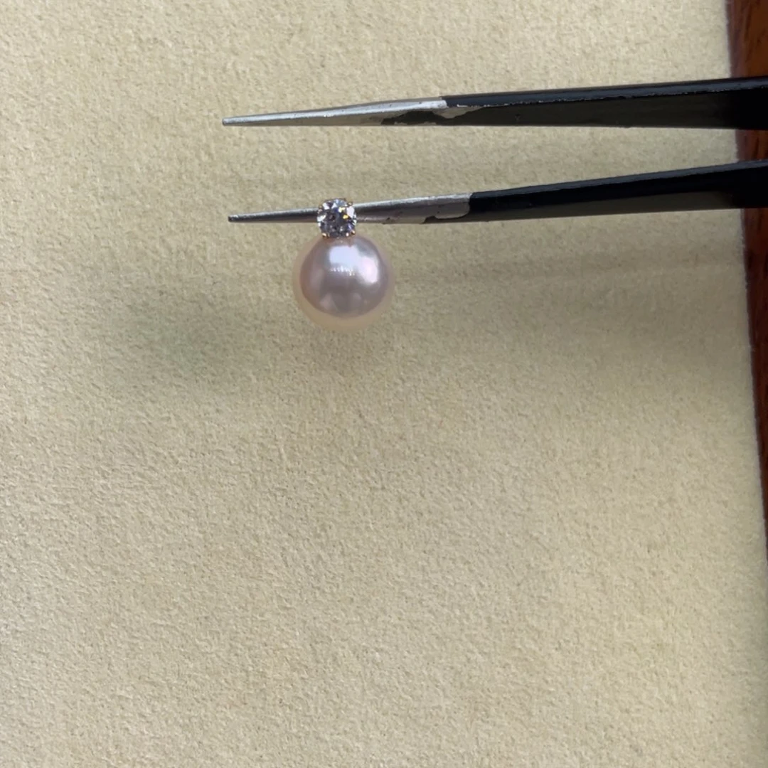 海水珍珠18K金镶嵌吊坠(不含链)