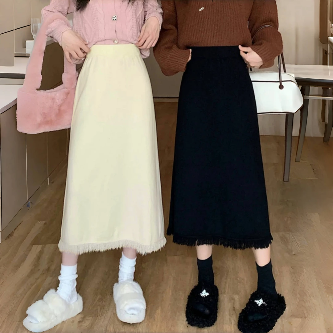 【晓晓家】断码捡漏~美拉德系 / 法式流苏秋冬款针织半身裙6310花契