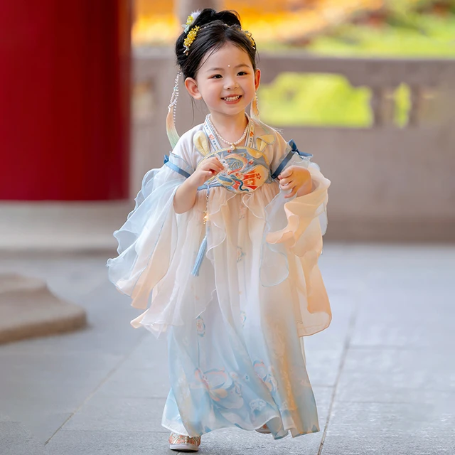 汉服女童春季2025新款儿童古风超仙飘逸公主连衣裙女宝宝国风襦裙