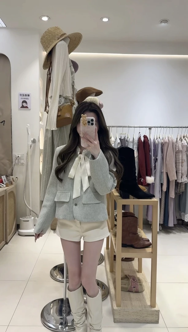 奶香糯糯nuonuo/蝴蝶结小香千金风外套