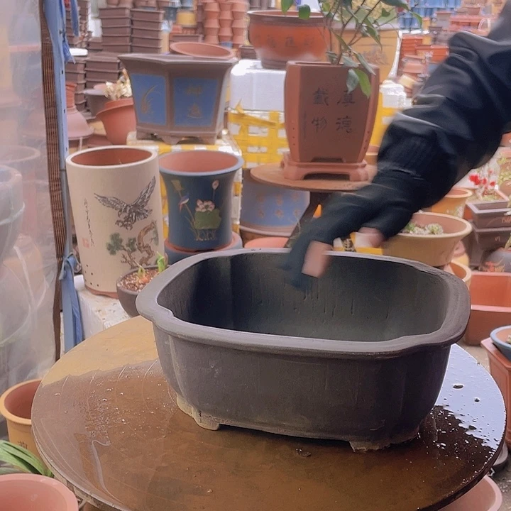宜兴紫砂花盆30海棠
