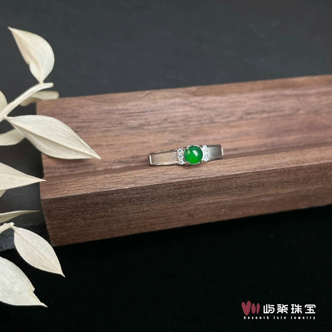 【要努力】D159 翡翠银S925镶嵌 蛋面磨砂戒指