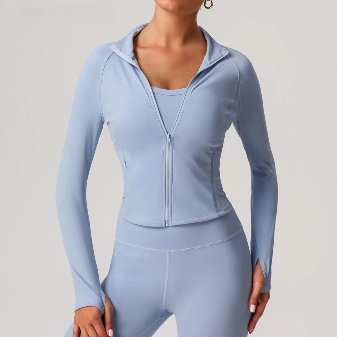 LULUISSUE运动外套女长袖外穿防晒速干开衫瑜伽服立领显瘦紧身
