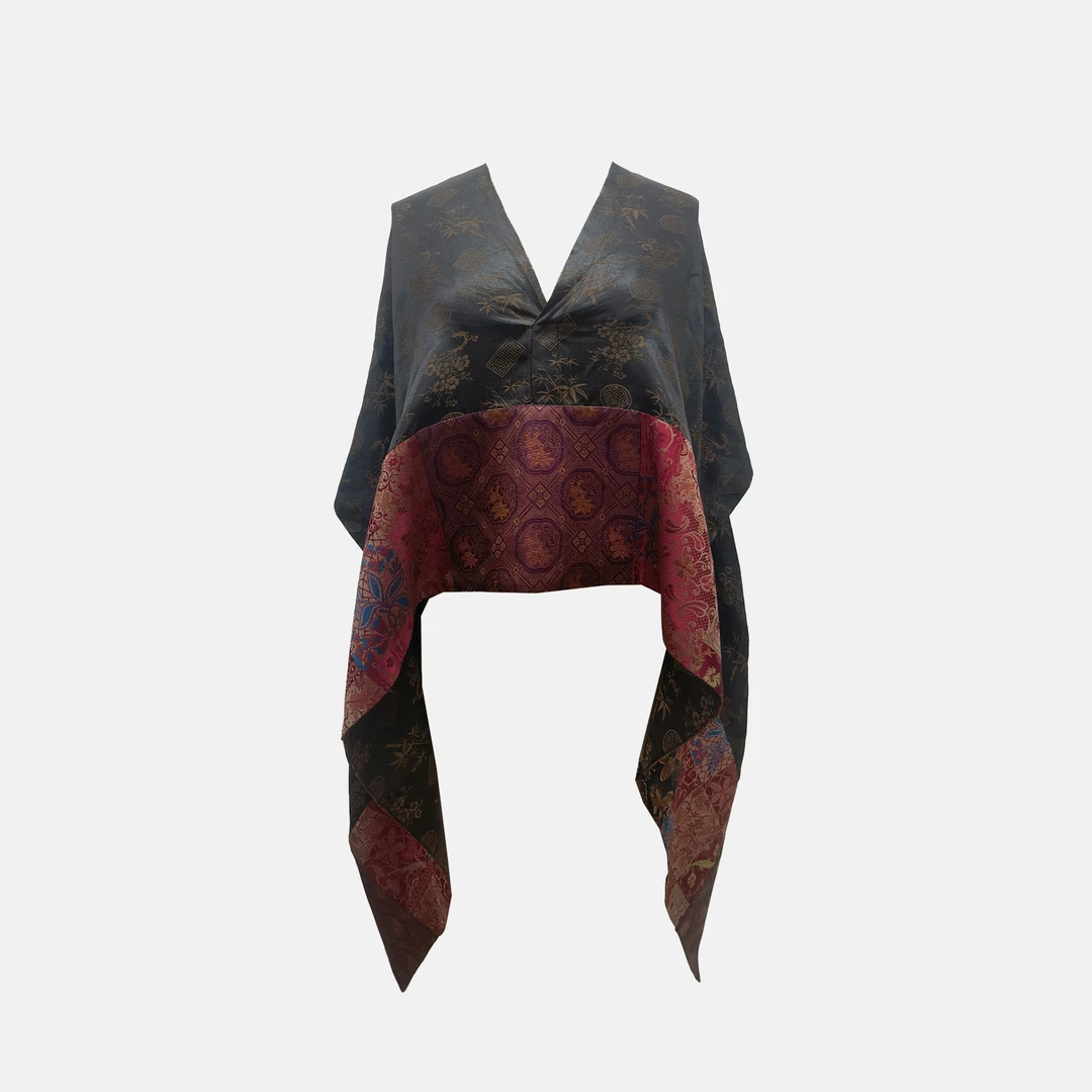 【凤显·忆江南系列】桑波缎拼接外披DB-S250043