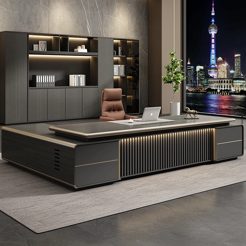 金鸾老板桌总裁董事长办公桌高级感大班台经理办公室桌办公桌椅