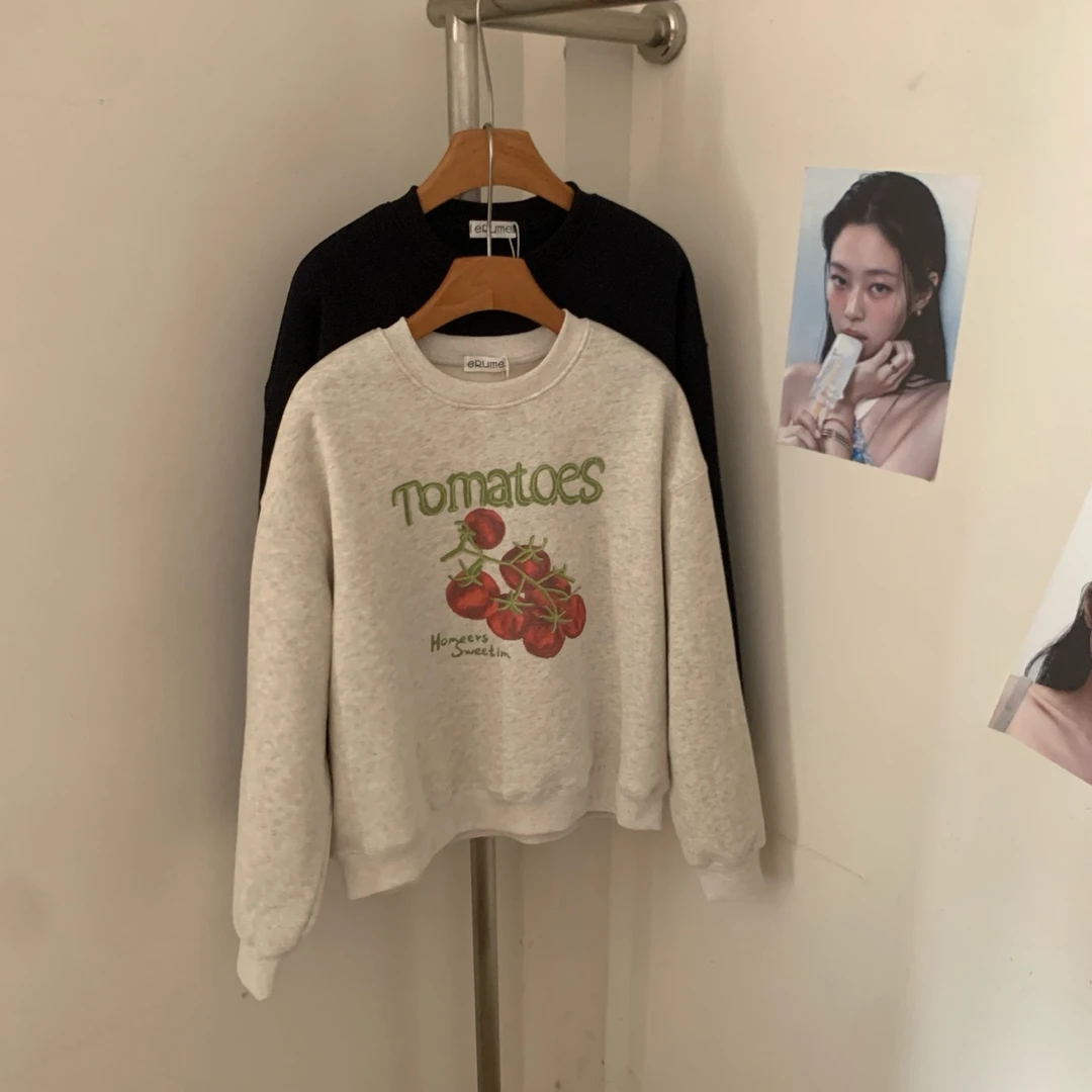 恩熙·TO西红柿字母加绒卫衣9883