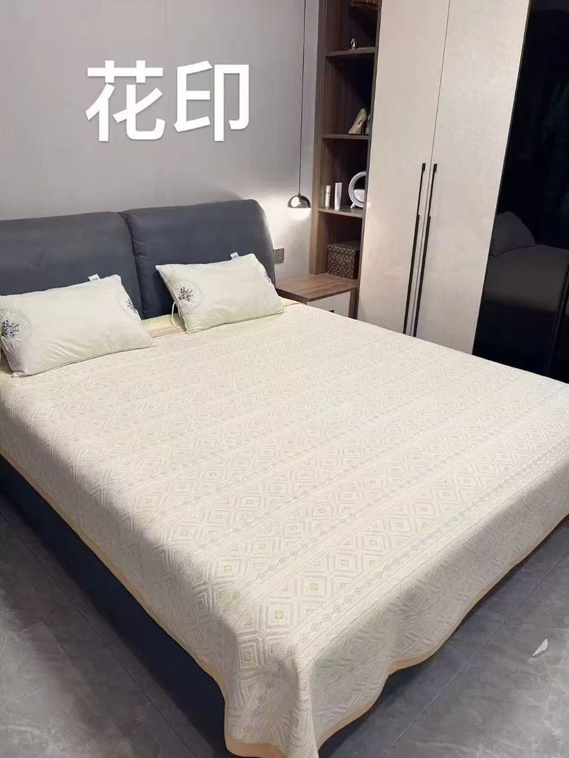 【花印】240cm*250cm全棉床盖水洗三件套（赠送同款枕套）