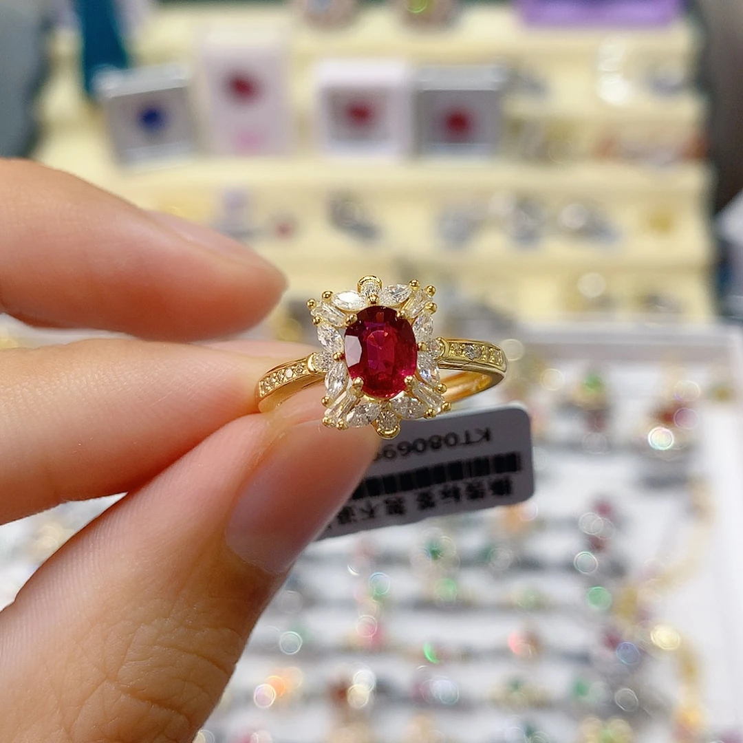 戒指戒指碧玺银S925镶嵌