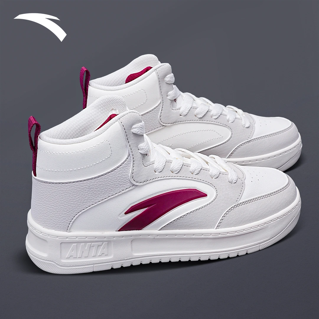 安踏高帮板鞋女款休闲鞋冬季新款爆款厚底增高学生百搭小白鞋正品