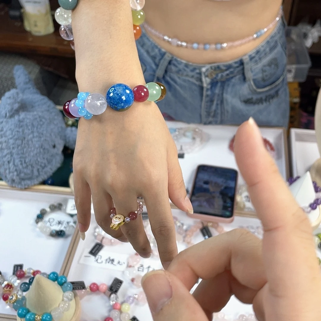 水晶手链银S925镀金镶嵌