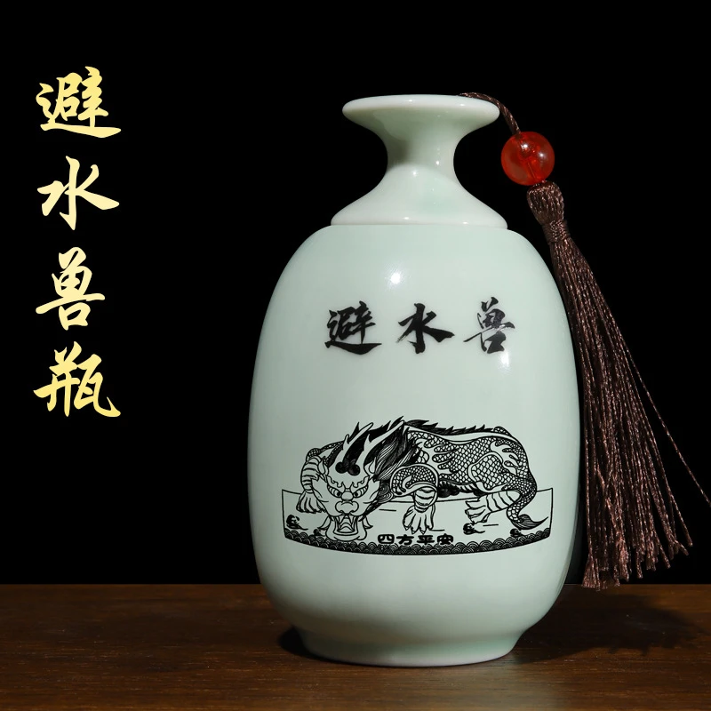 卫生间摆件荷花鲤鱼瓶陶瓷摆件家用创意瓶子