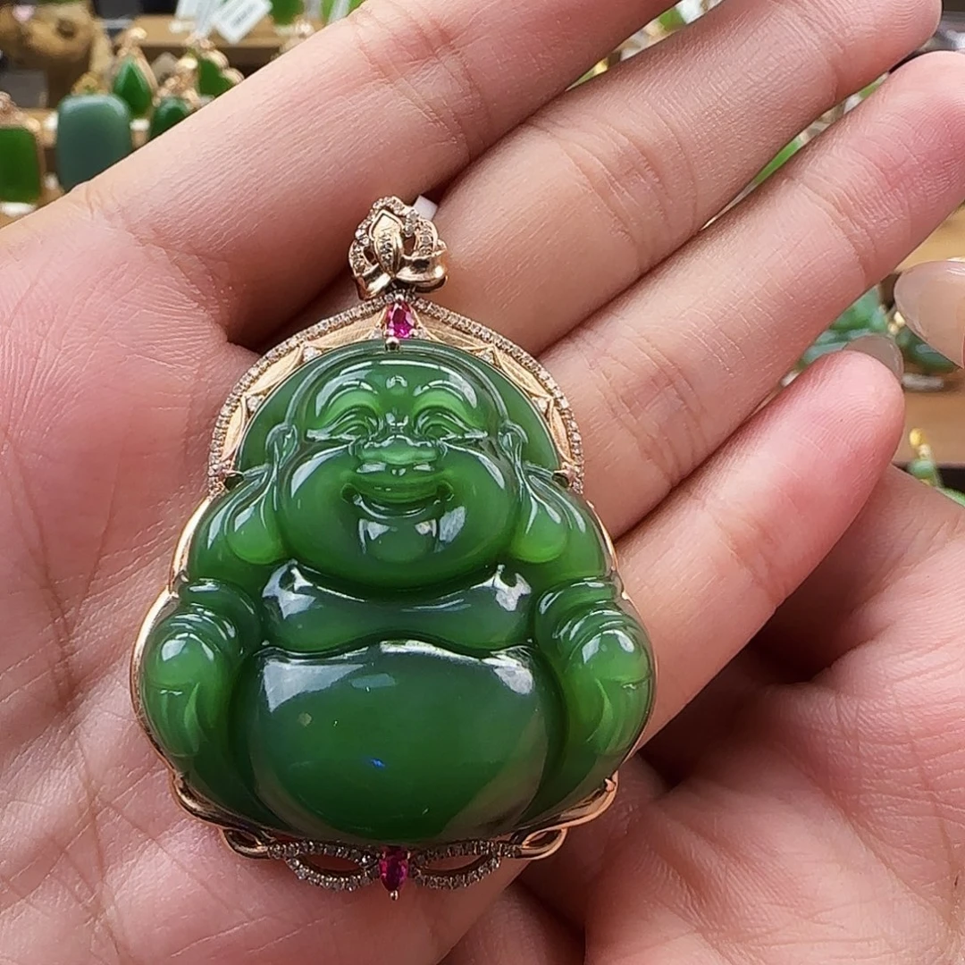 *****吊坠(不含链)18K金镶嵌和田玉