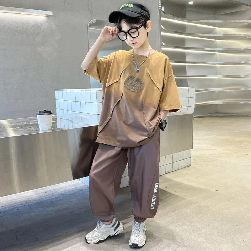 FAVMARTHA童装男童夏装套装2025新款中大童痞帅男孩夏季儿童夏款